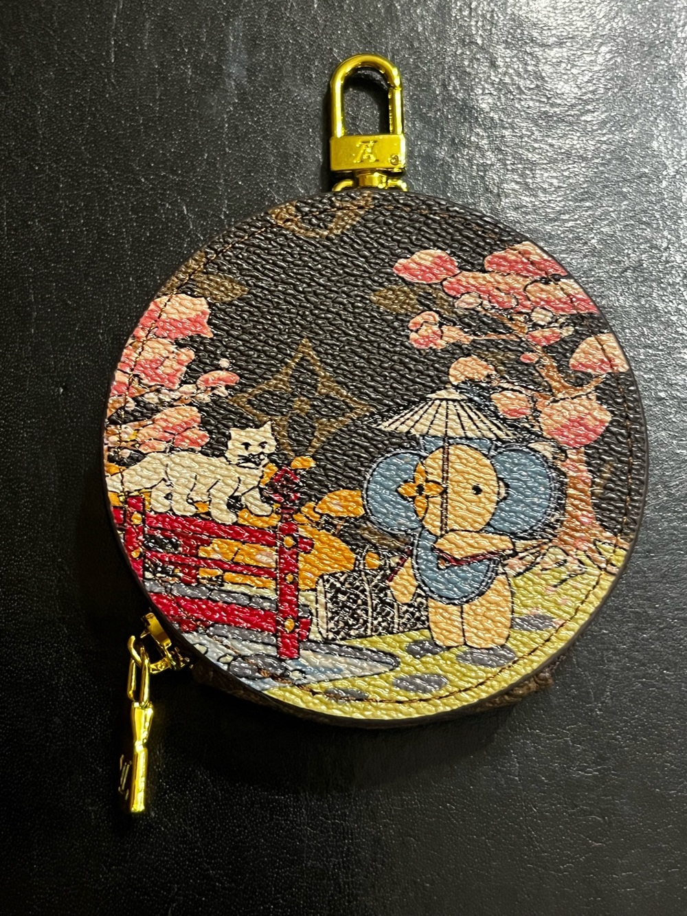 Louis. Vuitton. 2021 L.E. Japanese Garden Cherry Blossom Cat Vivienne. Pouch